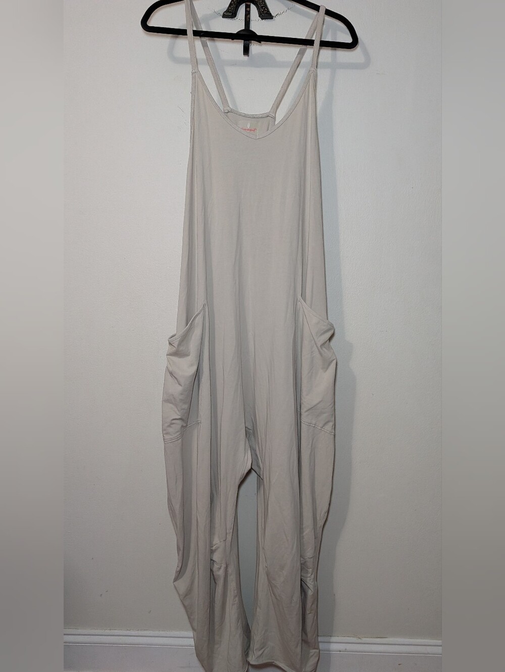 Free People FP Movement Hot Shot Onesie Cream Comfy Cotton Stretch Women Size L
